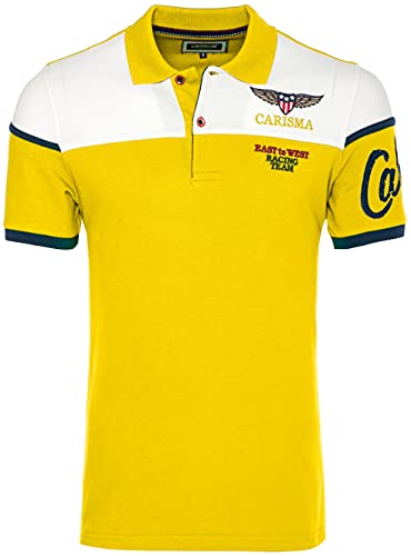 Carisma Kurzarm Poloshirt für Herren XL, Gelb 100% Baumwolle • Herren Polo Shirt mit Stickerei • Regular Fit Shirt mit angenehmen Büro und Freizeit von Carisma