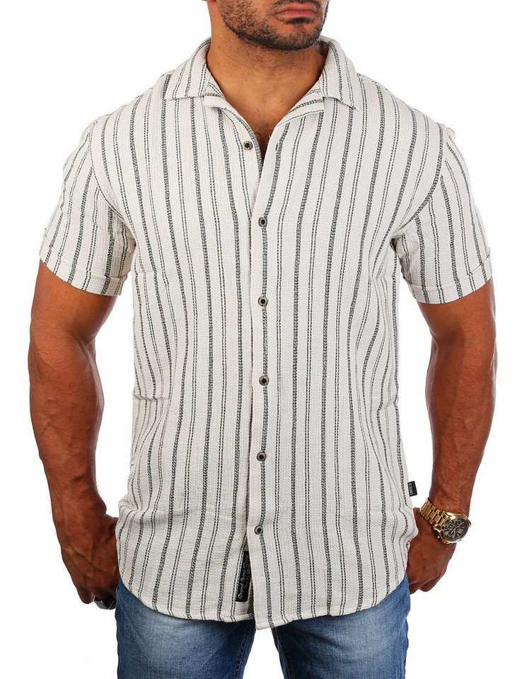 CARISMA Kurzarmhemd Herren Hemd trendig angenehm wertig grob gewebt 9287 Regular Kurzarm Kentkragen Gestreift von CARISMA