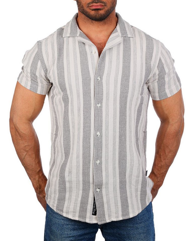 CARISMA Kurzarmhemd Herren Hemd trendig angenehm wertig grob gewebt 9287 Regular Kurzarm Kentkragen Gestreift von CARISMA