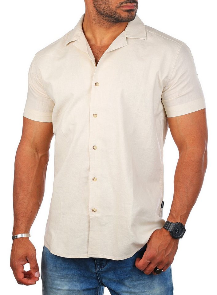 CARISMA Kurzarmhemd Herren Leinen Baumwoll Mix Casual Hemd 9212 Regular Kurzarm Kentkragen Uni von CARISMA