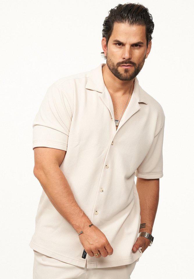 CARISMA Kurzarmhemd mit Rippstruktur im Summer-Look für Herren Kurzarm Strick Polo-Hemd T-Shirt mit Streifenmuster von CARISMA