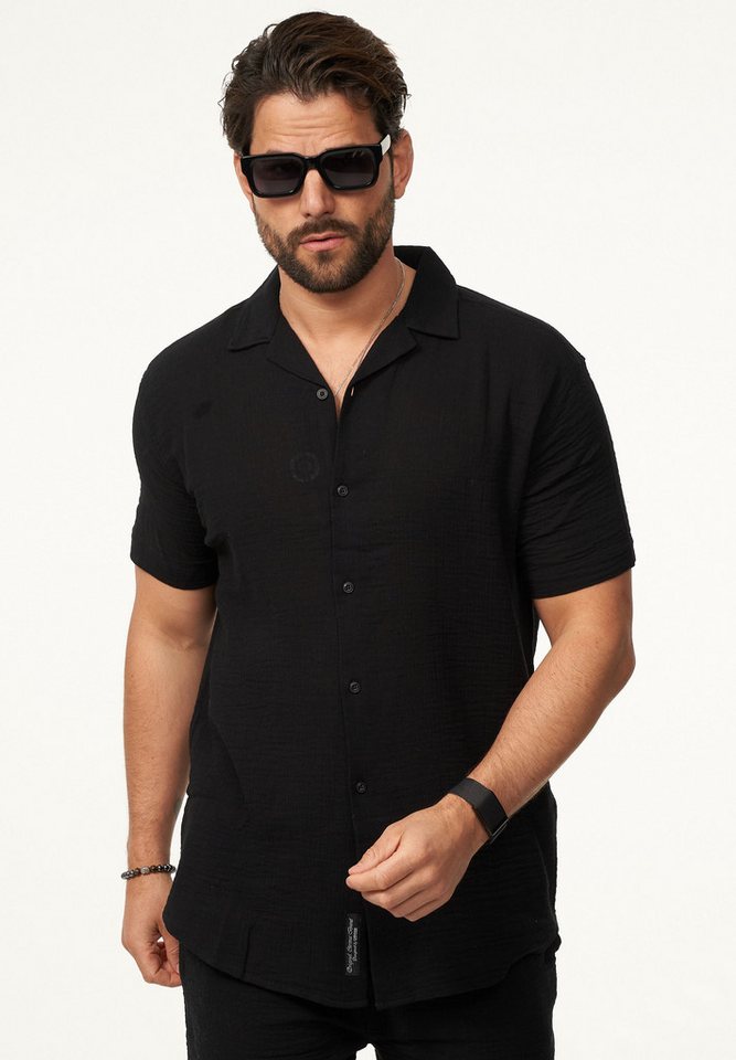 CARISMA Kurzarmhemd im Vintage Summer-Look in Crinkle Optik Herren luftig leichtes Kurzarm Feinstrick Polo-Hemd T-Shirt von CARISMA