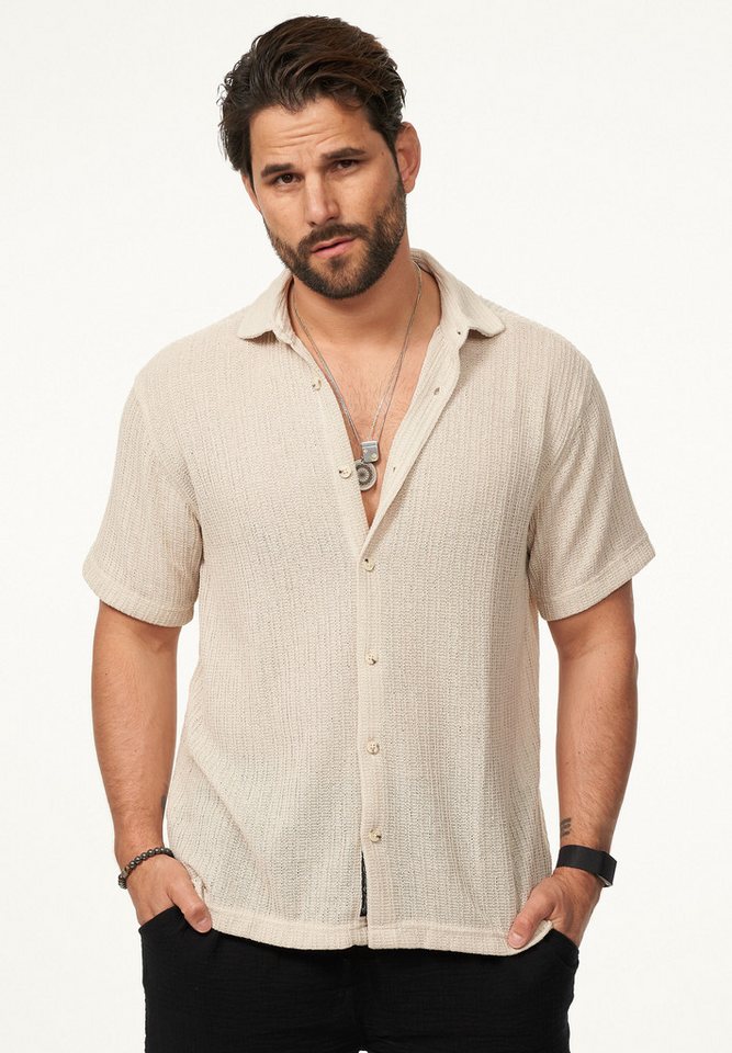 CARISMA Kurzarmhemd im Vintage Summer-Look als Strickhemd Herren Kurzarm Strick Polo-Hemd T-Shirt im lockeren Retro-Stil von CARISMA