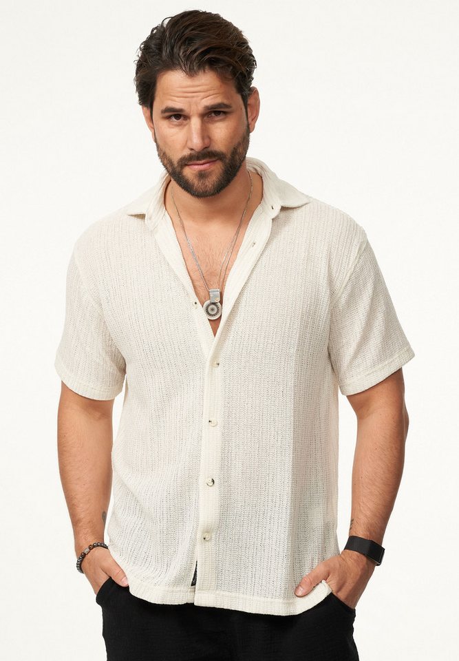 CARISMA Kurzarmhemd im Vintage Summer-Look als Strickhemd Herren Kurzarm Strick Polo-Hemd T-Shirt im lockeren Retro-Stil von CARISMA