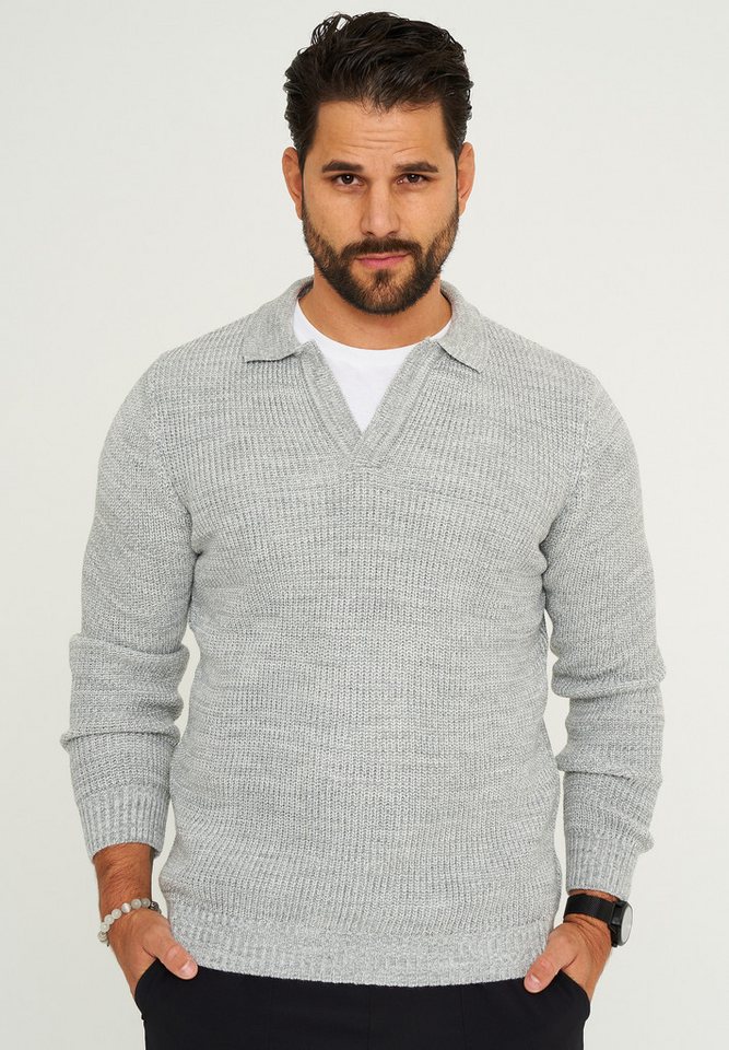 CARISMA Strickpullover CRALYTUS Herren Grobstrick Pulli mit Polo-Kragen Winterpullover von CARISMA