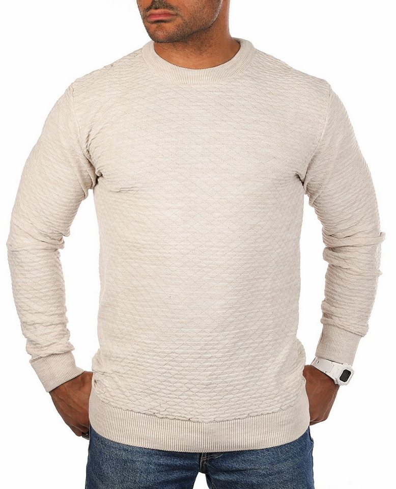 CARISMA Strickpullover Herren leichter Feinstrick Karo Strickmuster einfarbig uni 7848 von CARISMA