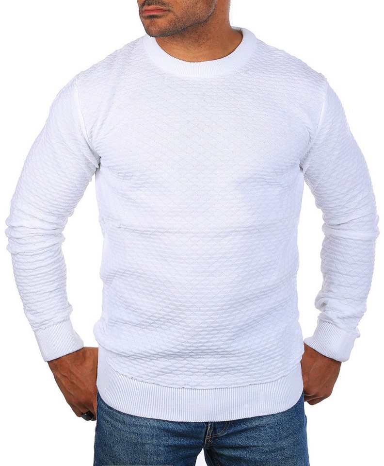 CARISMA Strickpullover Herren leichter Feinstrick Karo Strickmuster einfarbig uni 7848 von CARISMA