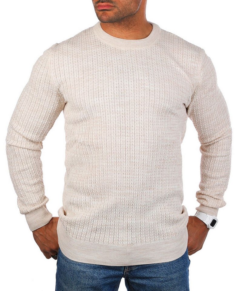CARISMA Strickpullover Herren leichter Feinstrick Karo Strickmuster einfarbig uni 7937 von CARISMA