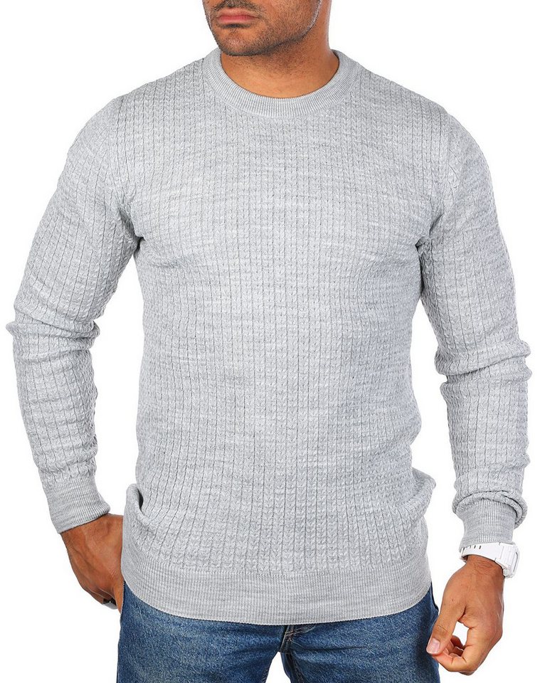 CARISMA Strickpullover Herren leichter Feinstrick Karo Strickmuster einfarbig uni 7937 von CARISMA
