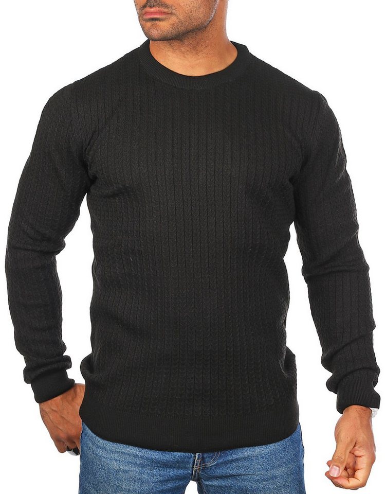 CARISMA Strickpullover Herren leichter Feinstrick Karo Strickmuster einfarbig uni 7937 von CARISMA