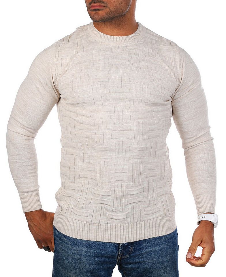CARISMA Strickpullover Herren leichter Feinstrick einfarbig uni Strickmuster 7814 von CARISMA