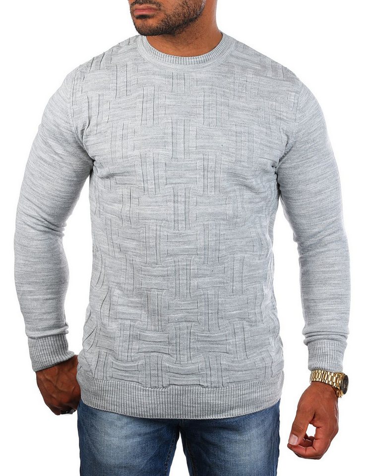 CARISMA Strickpullover Herren leichter Feinstrick einfarbig uni Strickmuster 7814 von CARISMA