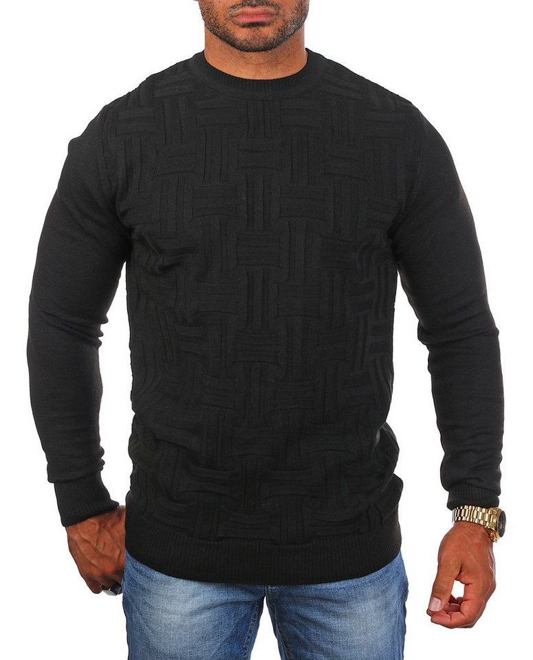 CARISMA Strickpullover Herren leichter Feinstrick einfarbig uni Strickmuster 7814 von CARISMA