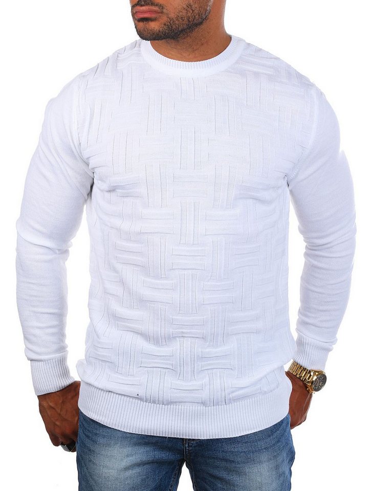 CARISMA Strickpullover Herren leichter Feinstrick einfarbig uni Strickmuster 7814 von CARISMA