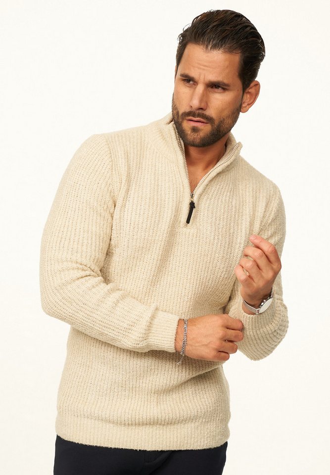 CARISMA Strickpullover als Weicher Grobstrick Troyer Pulli für Herren Männer Winterpullover als Half-Zip - Regular-Fit von CARISMA