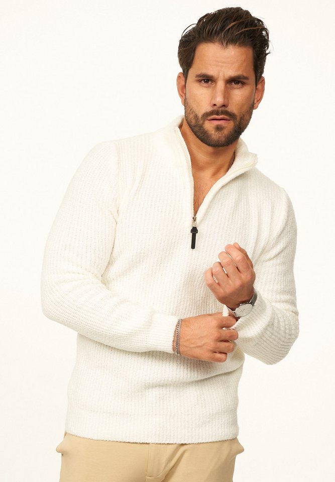 CARISMA Strickpullover als Weicher Grobstrick Troyer Pulli für Herren Männer Winterpullover als Half-Zip - Regular-Fit von CARISMA