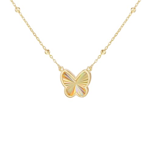 CARISSIMA Damen 9 Karat Gelbgold Rainbow Butterfly verstellbare Trace- und Ball-Halskette 43 cm/17"-46 cm/18" von CARISSIMA