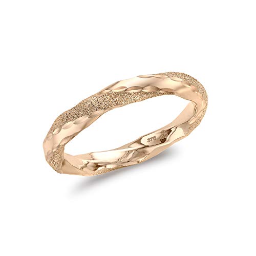 CARISSIMA Damen 9 Karat Roségold 3 mm Polierter und strukturierter Twist Ring - Größe P von CARISSIMA