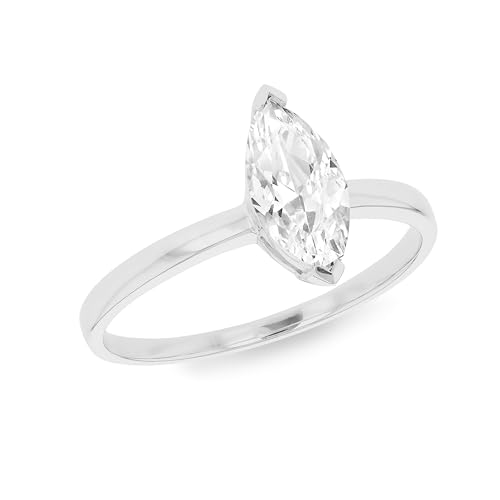 CARISSIMA Damen 9 Karat Weißgold 10 x 5 mm Marquise-CZ Ring #Q von CARISSIMA