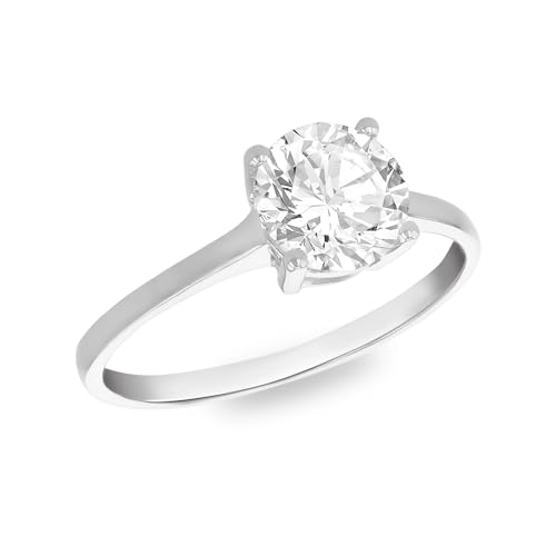 CARISSIMA Damen 9 Karat Weißgold 7 mm CZ Solitaire Ring #K von CARISSIMA