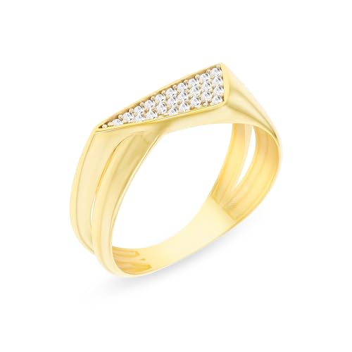 CARISSIMA Damen 9ct Gelbgold 1,1mm CZ Dreieck Überkreuz-Ring #R von CARISSIMA