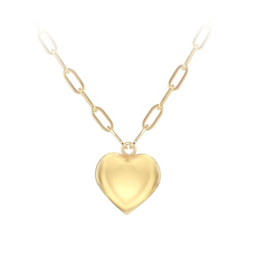 CARISSIMA Damen 9ct Gelbgold Gepolstertes Herz Verstellbare Halskette 46cm/18' - 48cm/19' von CARISSIMA