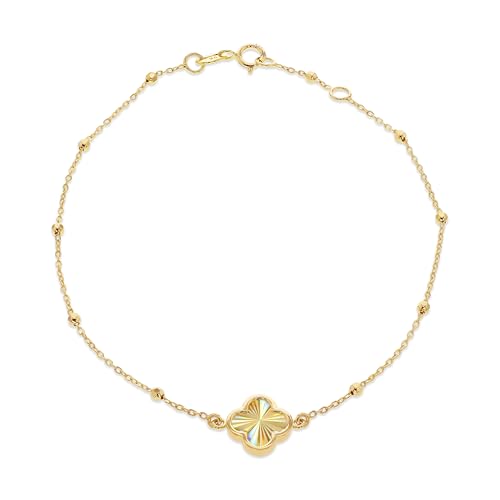 CARISSIMA Damen 9ct Gelbgold Regenbogen-Blüten verstellbares Kugelarmband 18cm/7'-19cm/7,5' von CARISSIMA