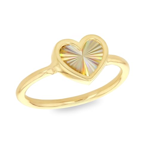 CARISSIMA Damen 9ct Gelbgold Regenbogen-Herz Ring Größe L von CARISSIMA
