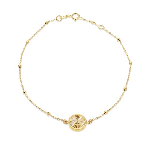 CARISSIMA Damen 9ct Gelbgold Regenbogen-Kreis verstellbares Kugelarmband 18cm/7'-19cm/7,5' von CARISSIMA