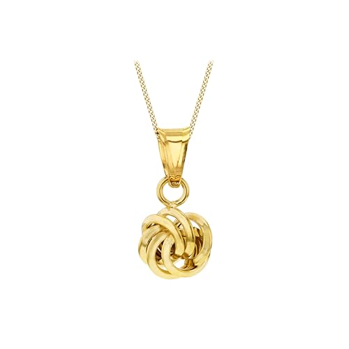 CARISSIMA Damen 9kt Gelbgold Knoten-Anhänger 16 mm x 8,8 mm mit diamantierter Ankerkette 46 cm/18' von CARISSIMA