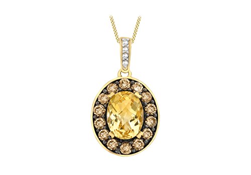 CARISSIMA Damen Anhänger 9 Karat 375er Gelbgold 0.52 Karat Braun u. Weißes Diamant u. Citrine 1.43.9884 von CARISSIMA
