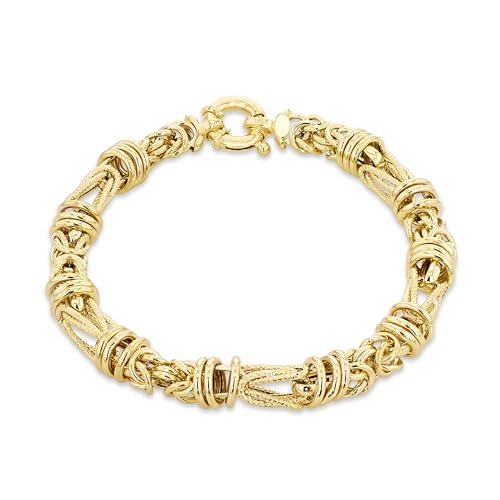 CARISSIMA Damen-Armband aus 9 Karat Gelbgold, 5,4 mm, Byzantiner- und V-Struktur mit großem Federring, 19 cm von CARISSIMA
