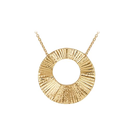 CARISSIMA Damen-Halskette aus 9 Karat Gelbgold mit Sonnenstrahl-Scheibe, 51–53 cm von CARISSIMA