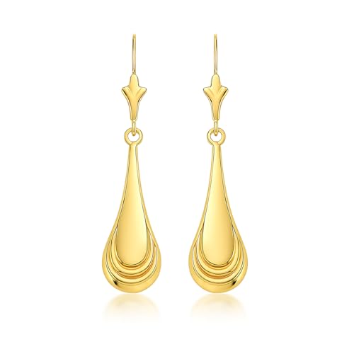 CARISSIMA Damen-Ohrhänger 9 Karat 375 Gelbgold Ribbed Teardrop 1.56.1989 von CARISSIMA