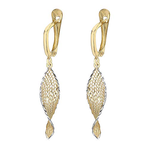 CARISSIMA Damen-Ohrhänger Square Patterned Large Drop 375 Gelbgold 4.7 cm - 1.54.4209 von CARISSIMA