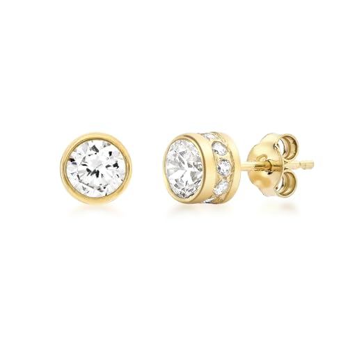 CARISSIMA Damen-Ohrstecker 9 Karat (375) Gelbgold Cubic Zirkonia Small Circle and Edge Stud 1.58.5809 von CARISSIMA