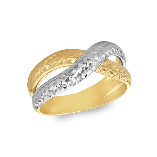 CARISSIMA Damen-Ring aus 9 Karat bicolor Gold mit Diamantschliff, Crossover-Design, Größe P von CARISSIMA
