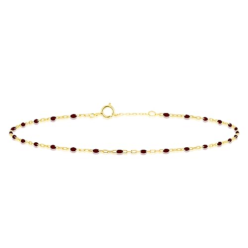 Carissima Gold Damen-Armband aus 9-karätigem Gelbgold mit roter Emaille-Perle, Mini-Kettenarmband von CARISSIMA