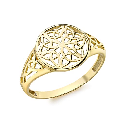 CARISSIMA Damen-Ring filigran ausgeschnitten rund Gelbgold 9kt 12mm Größe 59 von CARISSIMA
