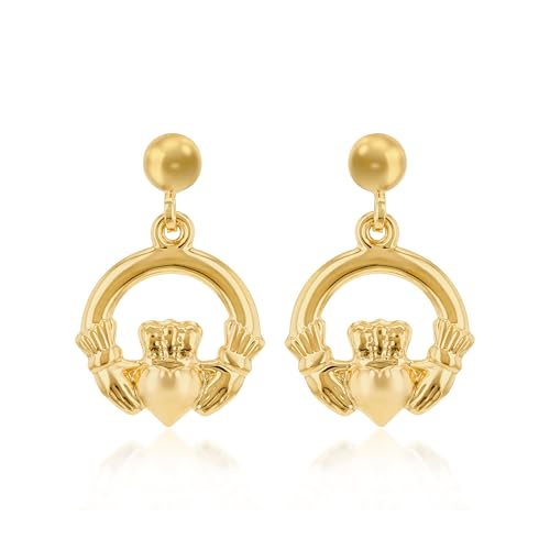 Carissima Damen 9 Karat Gelbgold 19 x 12 mm Claddagh Drop Ohrringe von CARISSIMA