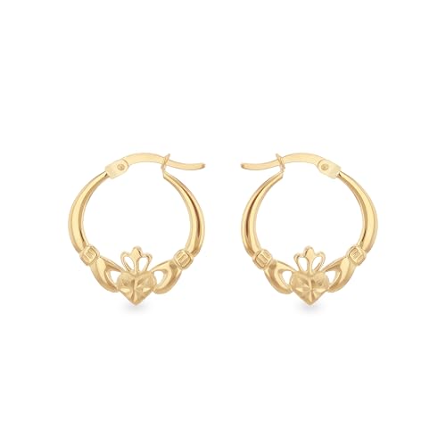 Carissima Damen 9 Karat Gelbgold Diamant-Cut Claddagh Creolen von CARISSIMA