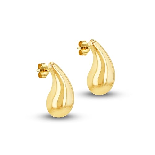 Carissima Damen 9 Karat Gelbgold mittelgroße Teardrop-Ohrstecker mit flacher Rückseite von CARISSIMA