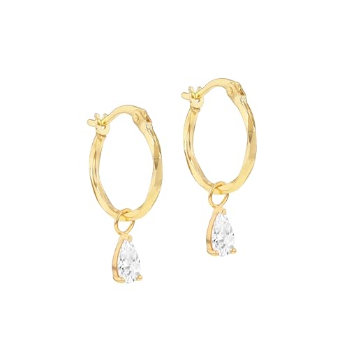 Carissima Damen 9ct Gelbgold 6mm x 4mm Birnenförmige CZ diamantgeschliffene Creolen-Ohrringe von CARISSIMA