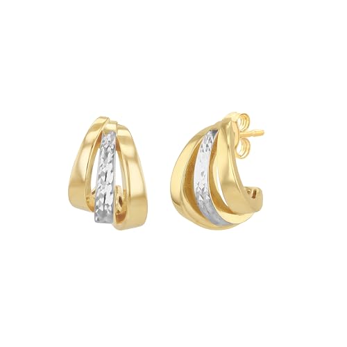 Carissima Damen 9kt zweifarbige diamantierte Halb-Creolen von CARISSIMA