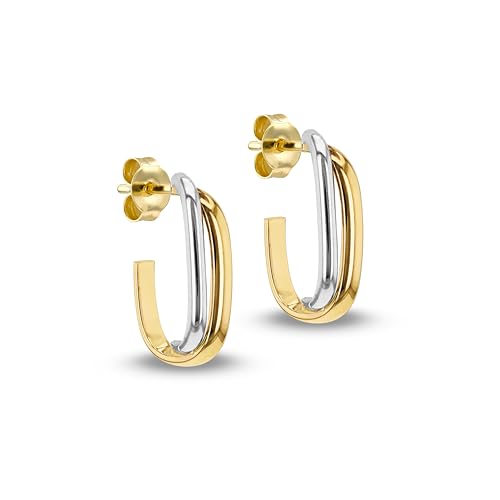 Carissima Damen-Halbohrringe aus 9 Karat bicolor Gold mit poliertem Crossover-Design von CARISSIMA