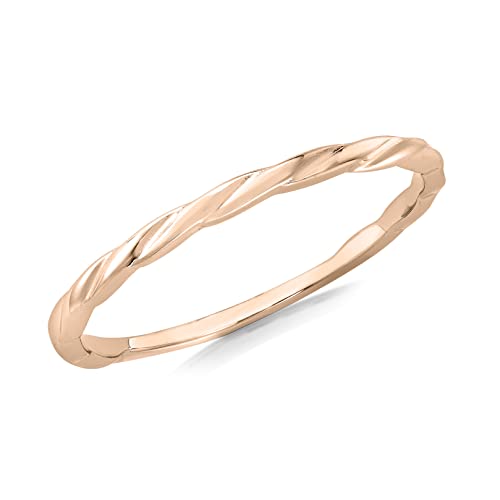 CARISSIMA Damen-Ring, 9 Karat Gold, flach, gedreht, stapelbar, Goldfarben von CARISSIMA