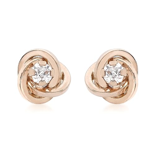 CARISSIMA Damen-Ohrstecker 18ct Knot Stud Earrings 750 Rotgold Zirkonia transparent Rundschliff - 7.58.7263 von CARISSIMA