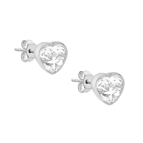 CARISSIMA Damen 4 mm Kubik Zirkonia und 5 mm Herz Ohrstecker 9k (375) Weißgold 5.57.0183 von CARISSIMA
