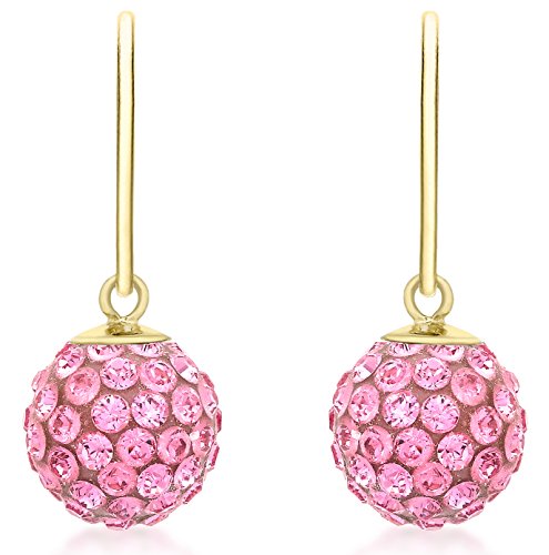 Carissima Gold Damen 7 mm Rosa Crystalique Ball Ohrgehänge 9k (375) Gelbgold 1.58.3719 von CARISSIMA