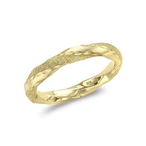 CARISSIMA Damen 9 Karat Weißgold 3 mm Polierter und strukturierter Twist Ring - Größe P von CARISSIMA